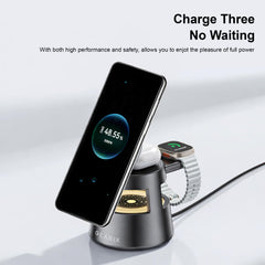 Gearix 4-in-1 Magnetic Wireless Charging Station – 15W Fast Charging Stand for iPhone, Apple Watch & AirPods
