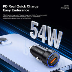 Gearix 54W PD Quick Charging Car Charger – Dual Port USB-C & USB-A Fast Car Adapter 12V-24V