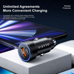Gearix 54W PD Quick Charging Car Charger – Dual Port USB-C & USB-A Fast Car Adapter 12V-24V