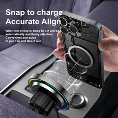 Gearix 15W Magnetic Wireless Car Charger Mount – RGB LED Fast Charging Phone Holder with 360° Rotation