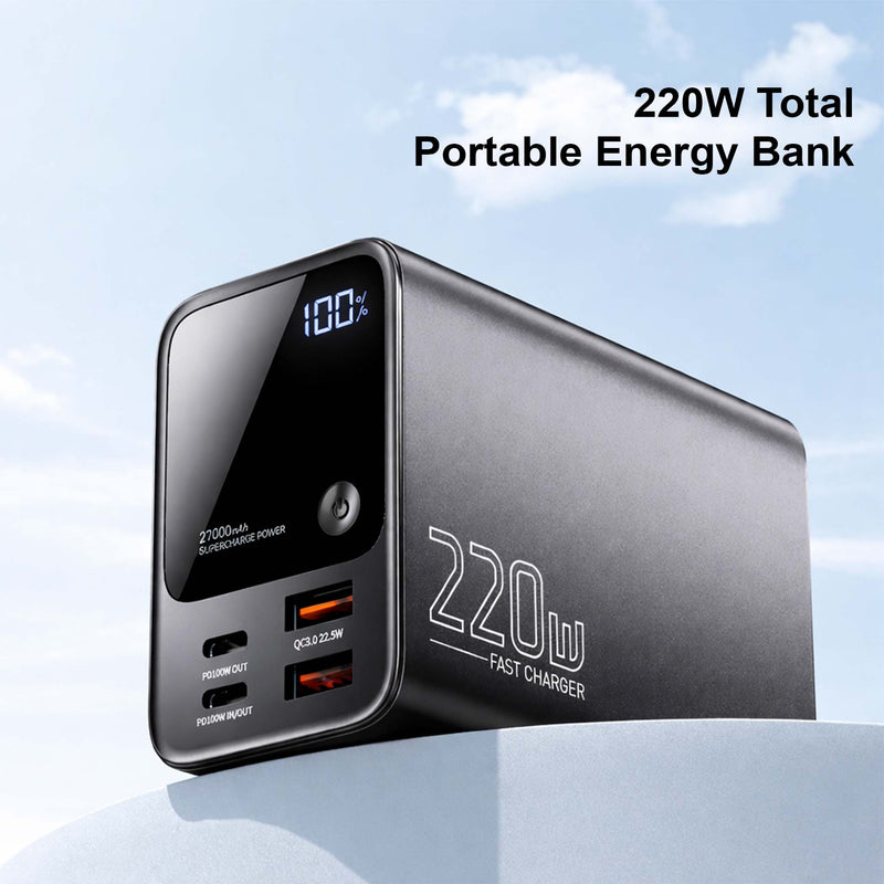 Gearix 220W 27000mAh Portable Power Bank – 100W PD Fast Charging Laptop & Multi-Device Power Bank