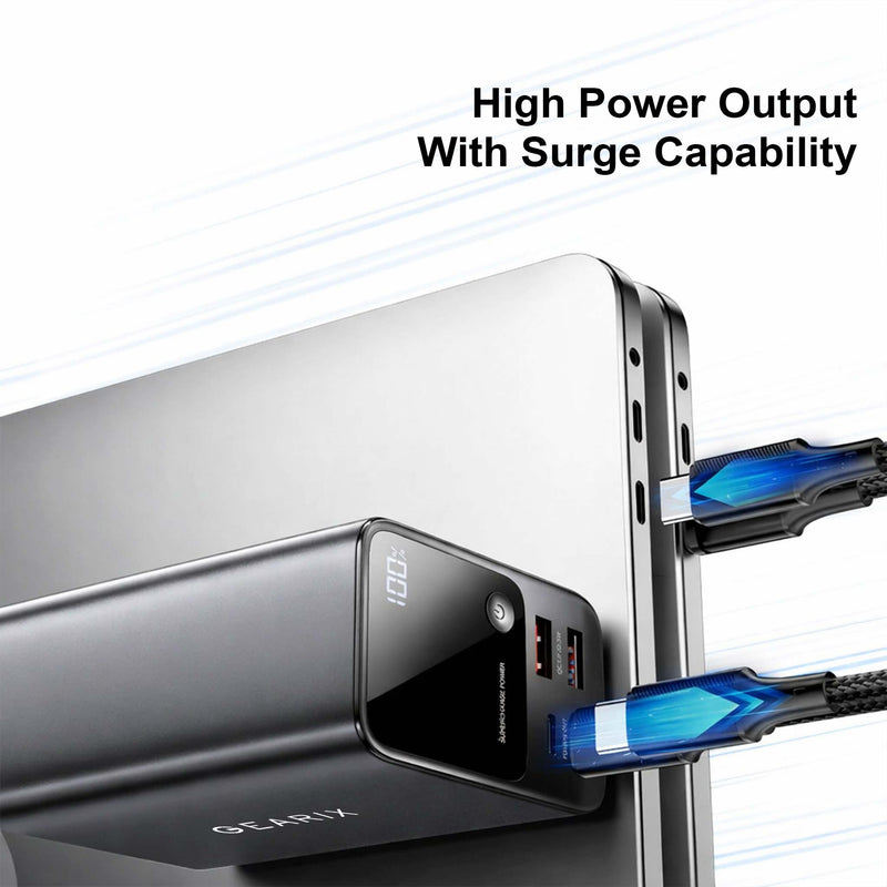 Gearix 220W 27000mAh Portable Power Bank – 100W PD Fast Charging Laptop & Multi-Device Power Bank