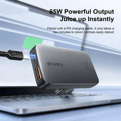 Gearix 65W Dual Port GaN Fast Charger – USB-C & USB-A Power Delivery Wall Charger UK
